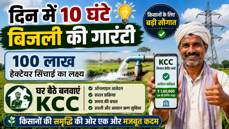 दिन में 10 घंटे बिजली, 100 लाख हेक्टेयर सिंचाई का लक्ष्य और घर बैठे KCC