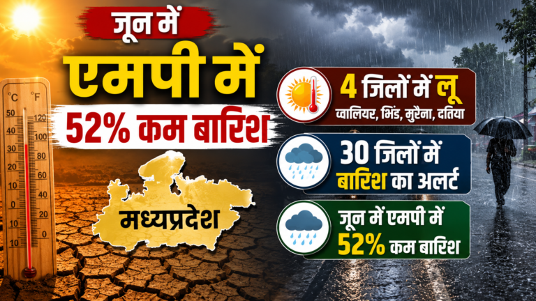 जून में एमपी में 52% कम बारिश, 4 जिलों में लू, 30 में बारिश का अलर्ट