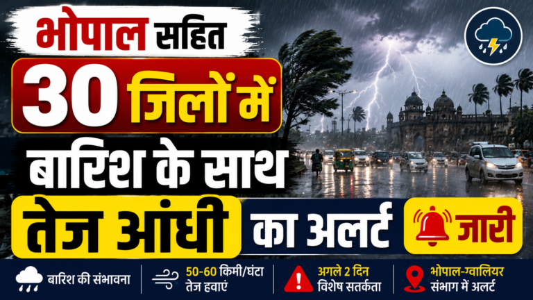 भोपाल सहित 30 जिलों में बारिश के साथ तेज आंधी का अलर्ट जारी
