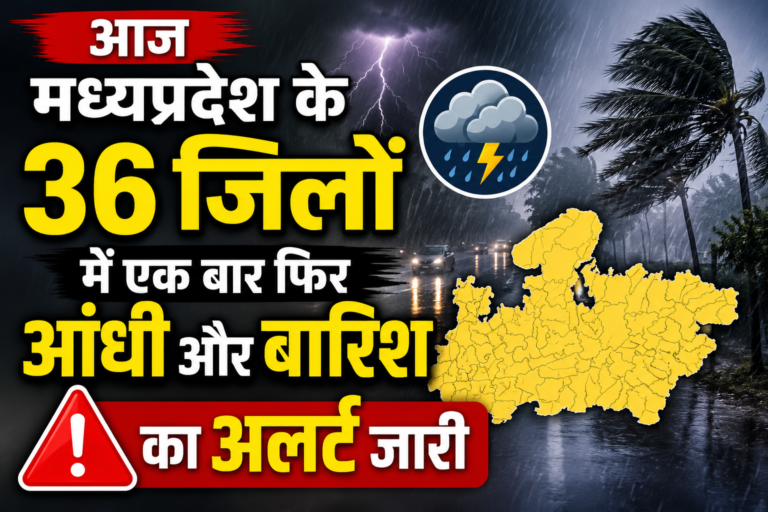 आज मध्यप्रदेश के 36 जिलों में एक बार फिर आंधी और बारिश का अलर्ट जारी