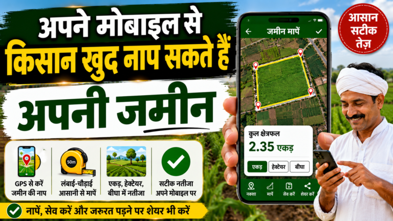 अपने मोबाईल से किसान खुद नाप सकते है अपनी जमीन
