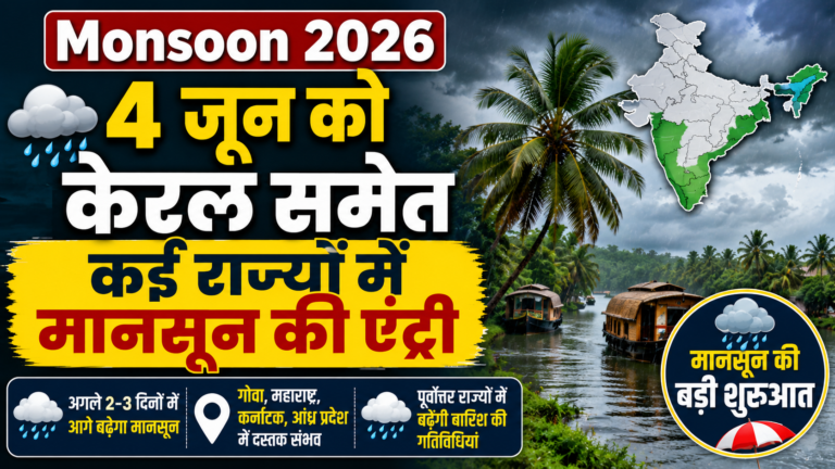 Monsoon 2026 : 4 जून को केरल समेत कई राज्यों में मानसून की एंट्री