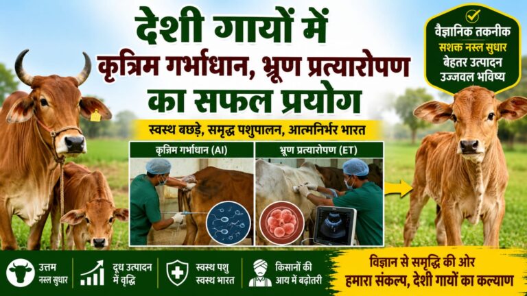 देशी गायों में कृत्रिम गर्भाधान, भ्रूण प्रत्यारोपण का सफल प्रयोग