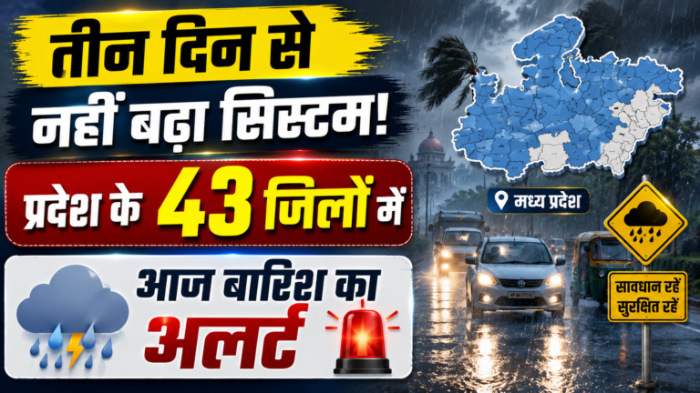 तीन दिन से नहीं बढ़ा सिस्टम, प्रदेश के 43 जिलों में आज बारिश का अलर्ट