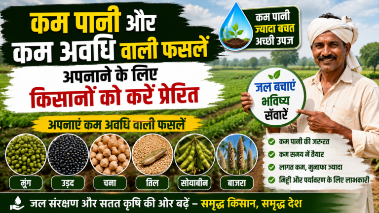 कम पानी और कम अवधि वाली फसलें अपनाने के लिए किसानों को करें प्रेरित