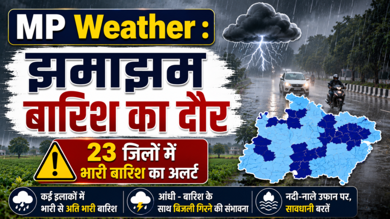 MP Weather : झमाझम बारिश का दौर, 23 जिलों में भारी बारिश का अलर्ट
