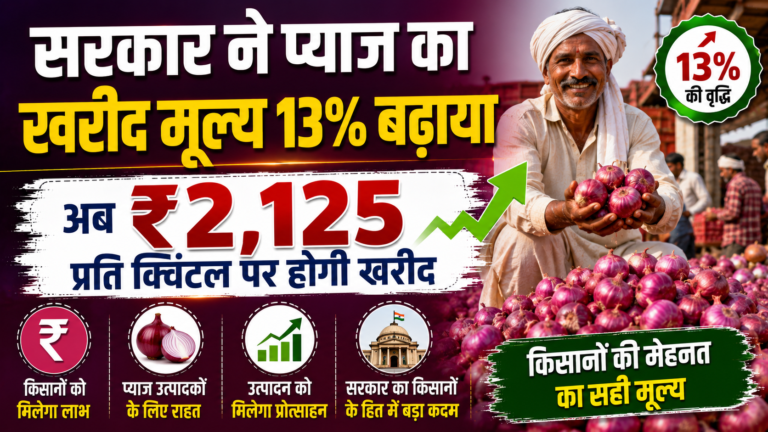 सरकार ने प्याज का खरीद मूल्य 13% बढ़ाया, अब ₹2,125 प्रति क्विंटल पर होगी खरीद